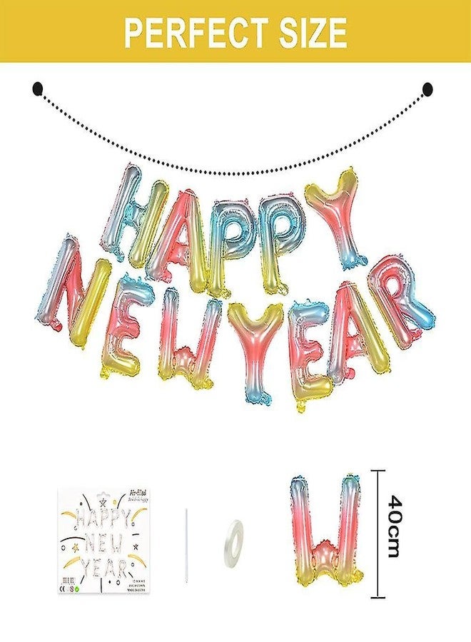 LUDALY Happy New Year Aluminum Foil Balloons Banner Party Decorations - New Year Eve Party Decoration Banner Balloons Home Office Decoration (Multicolor) - Image 2